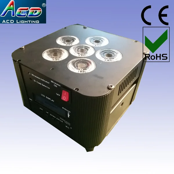 

Free shipping 2019 hot mini housing battery powered 6*18w 6in1 rgbwa+uv wireless dmx led stage flat par can uplights 8pcs/Lot
