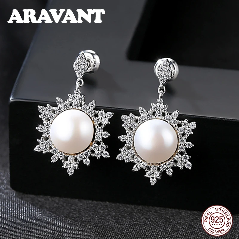 

2019 Pearl Earrings Genuine Natural Freshwater Pearl 925 Sterling Silver Stud Earrings For Women Wedding Pearl Jewelry Gifts