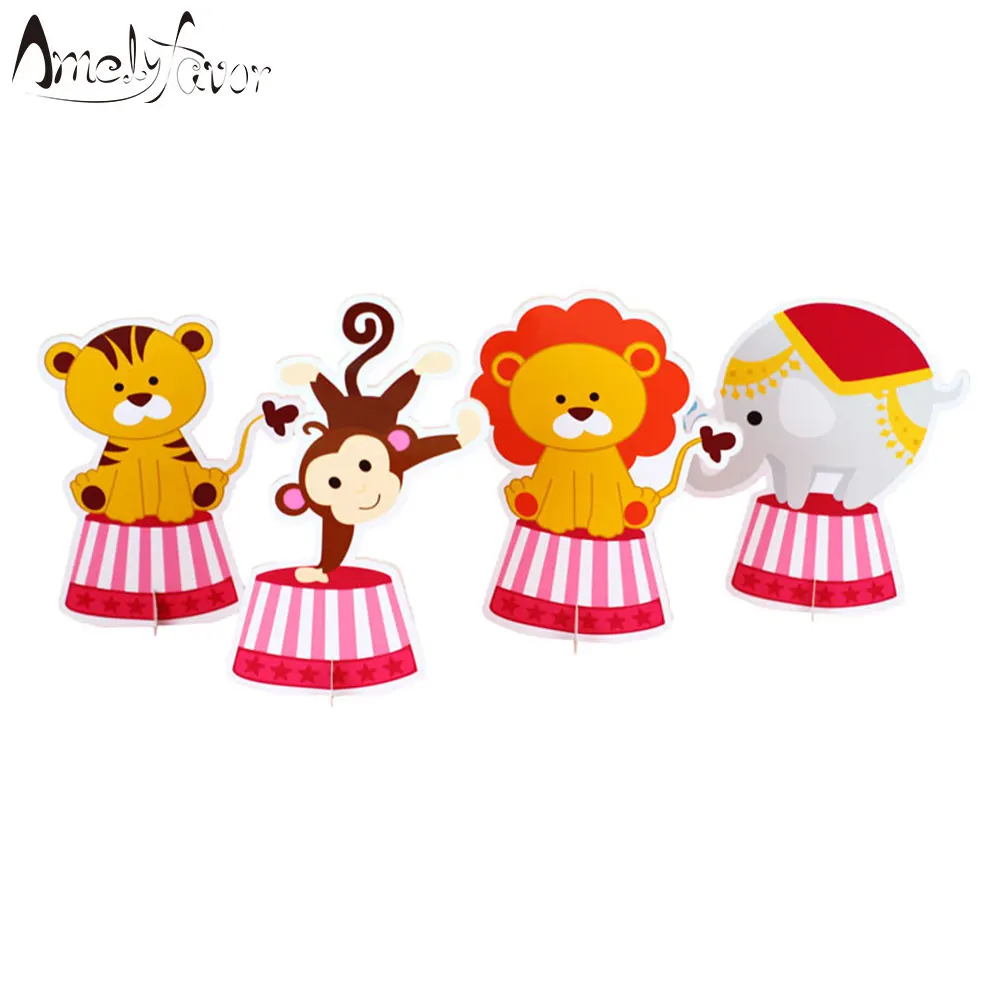 

Circus Table Centerpiece Decorating Centerpiece Birthday Party Decorations Supplies Blue Pink Circus Animals Baby Shower