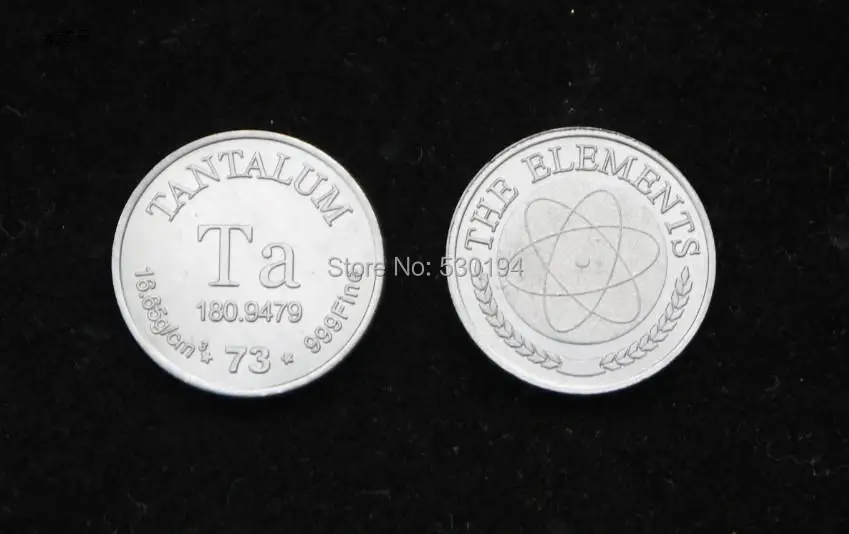 

99.9% High Purity TANTALUM Ta Metal Carved Element Periodic Table Coin Shape