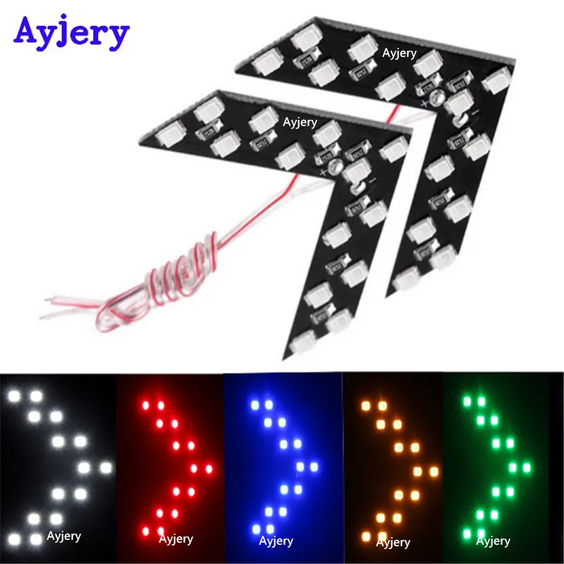AYJERY 2X Universal Car Arrow Panel White Yellow Red 1210 14 SMD LED