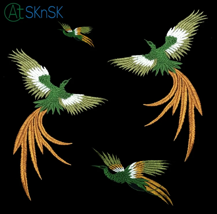 Wholesale 4Pcs/lot Phoenix bird combination embroidery lace cloth paste