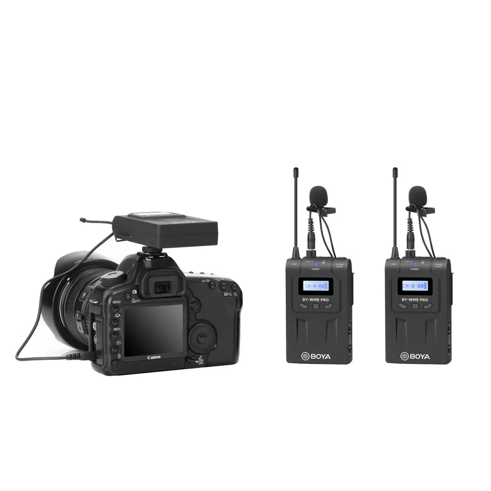 

BOYA BY-WM8 Pro UHF Wireless Lavalier Microphone for Video Interview Ultra High Frequency Wireless Microphone Professional