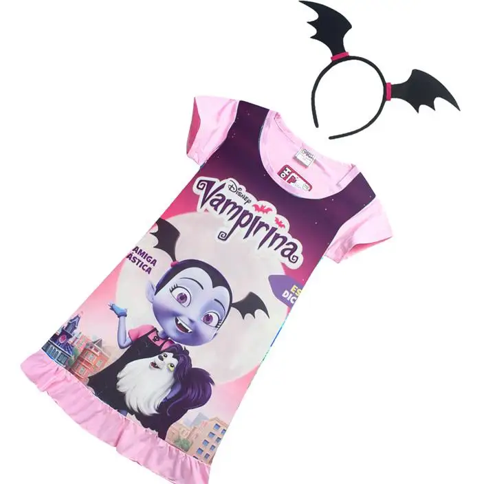 Vampirina/платье для девочек; платье принцессы для дня рождения+ обруч на голову; Детский костюм вампира; детская одежда; vestidos; одежда для малышей - Цвет: color at picture