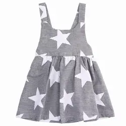 Pudcoco/летнее платье для девочек платья на бретелях для маленьких девочек со звездами и полосками с галстуком-бабочкой