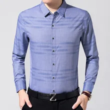 Для мужчин рубашка с длинным рукавом Демисезонный Для мужчин S одежда плюс Размеры Slim Fit Рубашка в полоску Бизнес Повседневное Для Мужчин's Рубашки для мальчиков blusas