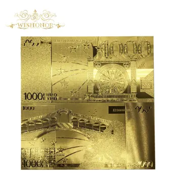 

New Products For European Commemorative Gold Banknote 10pcs/lot, 24k Gold 1000 Euro Gold Foil Banknote Collections