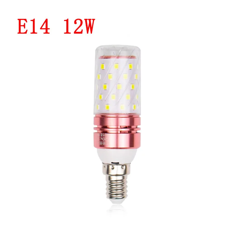 Нет мерцания E27 E14 Светодиодный кукурузный светильник истинная мощность 5 Вт 12 Вт 16 Вт 220 в 240 В кукурузная лампа люстра Свеча Светодиодный прожектор для украшения дома - Испускаемый цвет: E14 12W