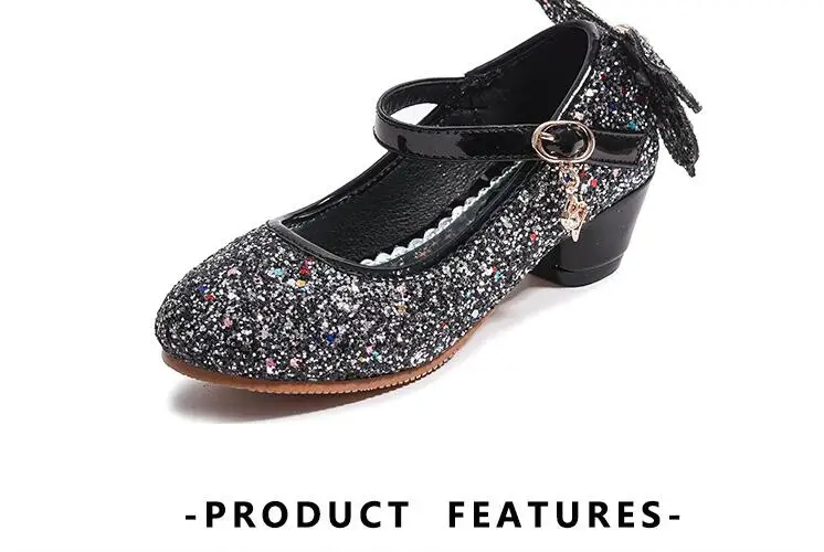 Fantasy fashion sequins Girls high heel princess shoes spring and autumn new Korean version butterfly children's shoes