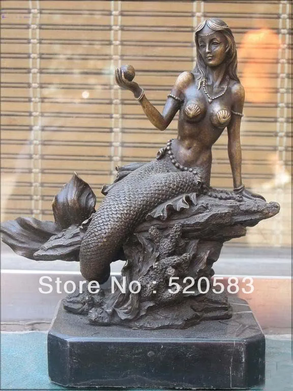 

West mythology Bronze Art Statue beautiful Mermaid miss