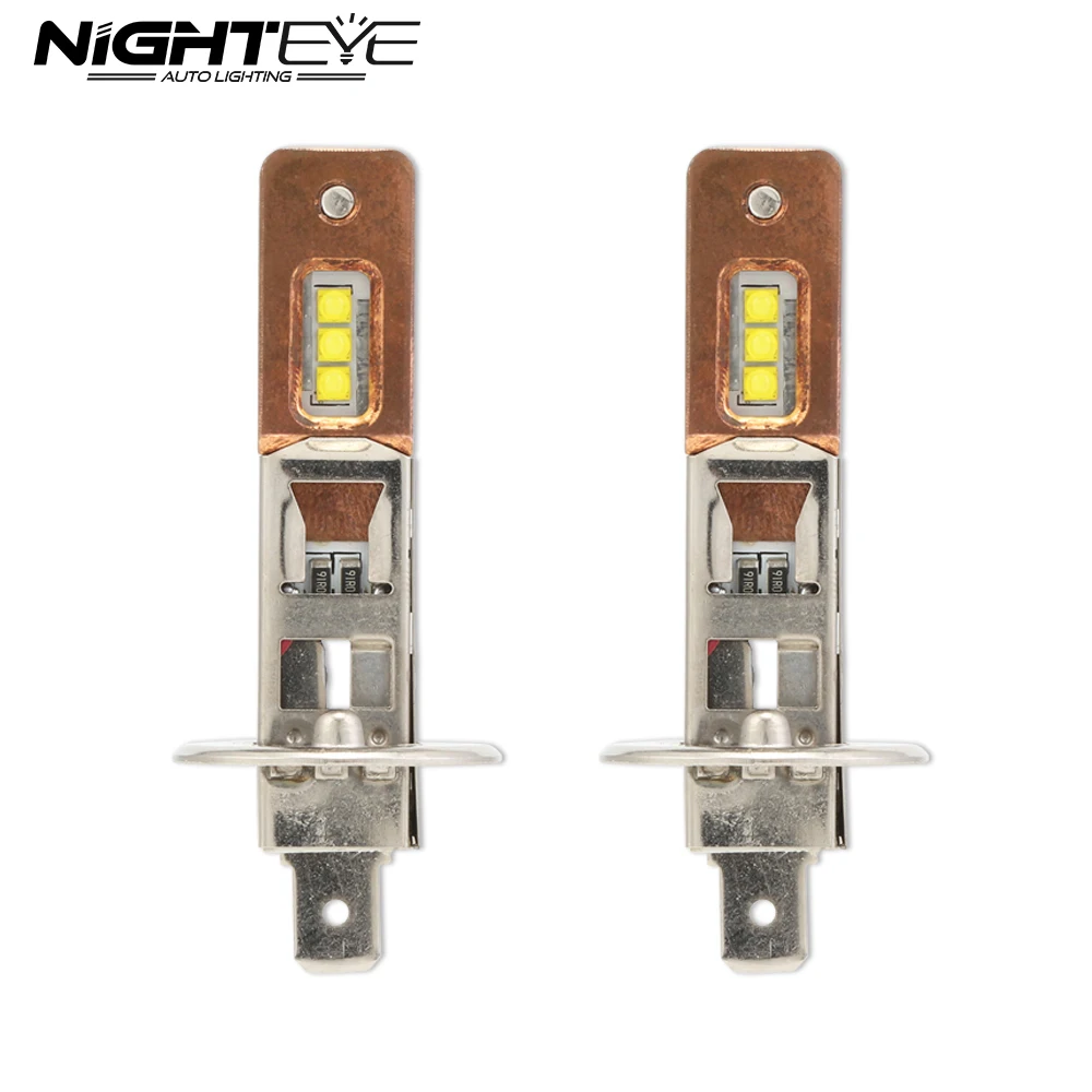 

NIGHTEYE H1 9006 Car Led Headlights 12V 60W 1800lm Fog Lights Bulbs Copper Heat Conduction 6000K White Led Fog Lamps 2 Pcs