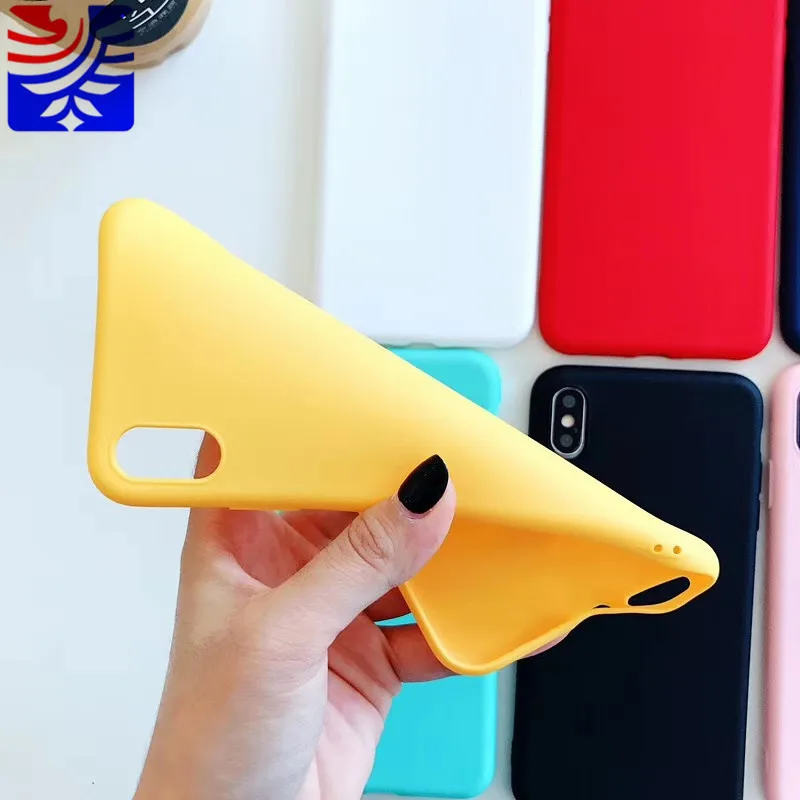 

PEPENG Simple candy Thick silicone soft shell TPU Anti-fall Phone Cases For iphone 6 6S 7 8 Plus X Xs Max Christmas gift Girl