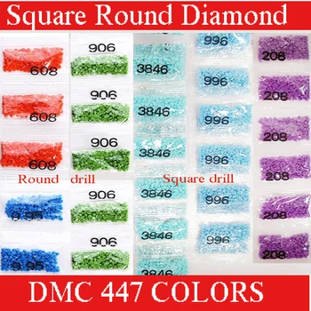 

Wholesale DMC (447 colors)Rhinestones for Embroidery Full Square /round Crystal for Diamond Painting