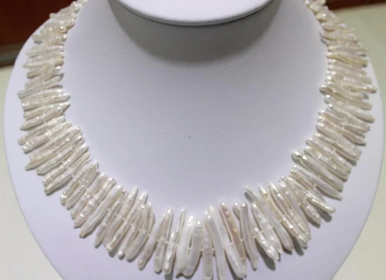 

11.21 Natural white Beautiful Needle 4x33mm Freshwater pearl necklace AAA
