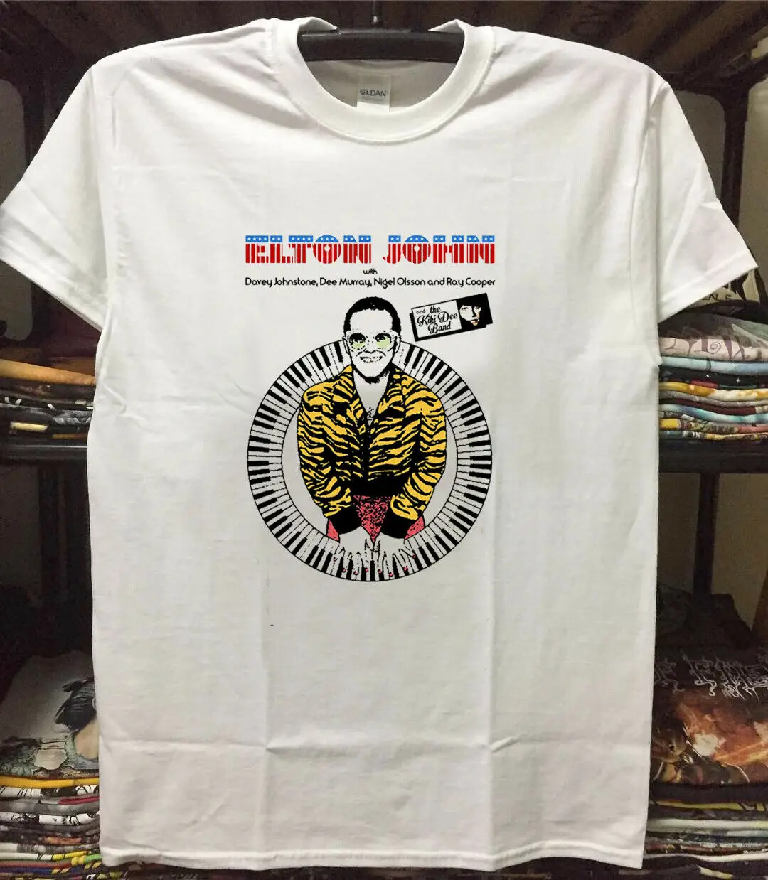 Винтажная Футболка с принтом 70 s Elton John 1974 хлопковая футболка короткими рукавами