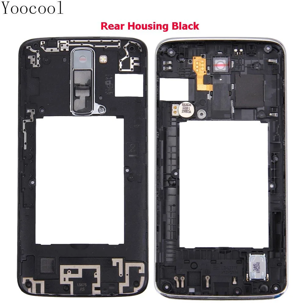 LG K7 Back Plate Housing Camera Lens Panel with Speaker Ringer Buzzer & Vibrating Motor(Black)-1 - 