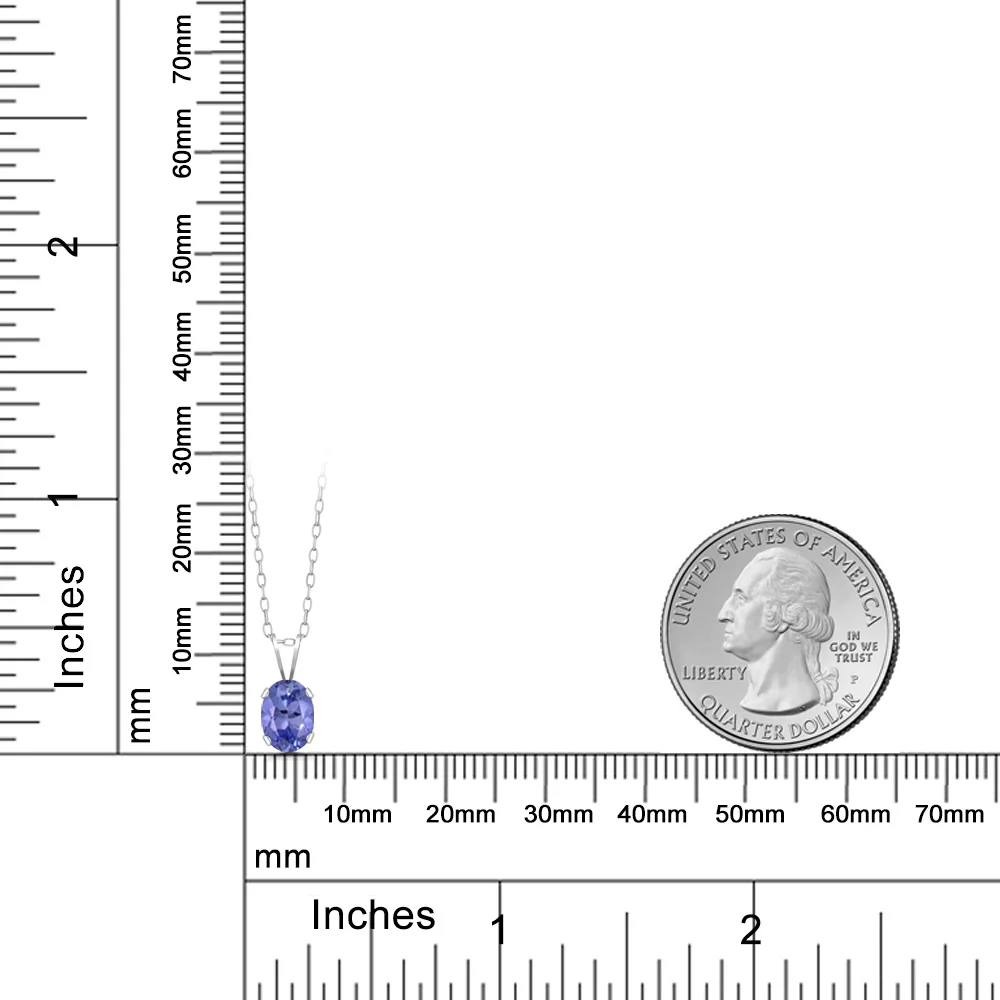 GemStoneKing 0,75 карат овальная форма натуральная Подвеска из танзанита ожерелье 925 пробы серебро ювелирные украшения для женщин