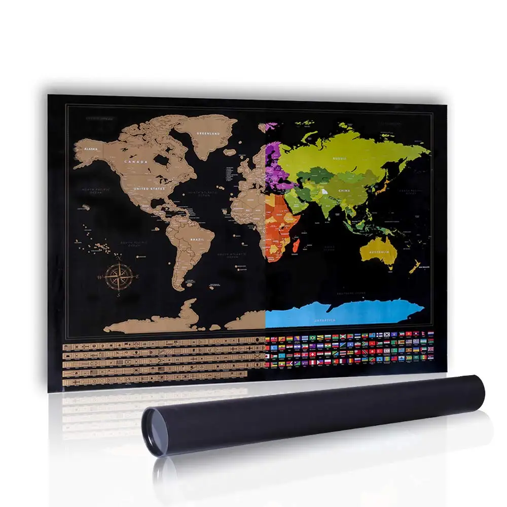 

Scratch Off World Map Poster with Country and Region Flags, World Travel Tracker Map Wall Map Decoration Gift Idea forAdventurer
