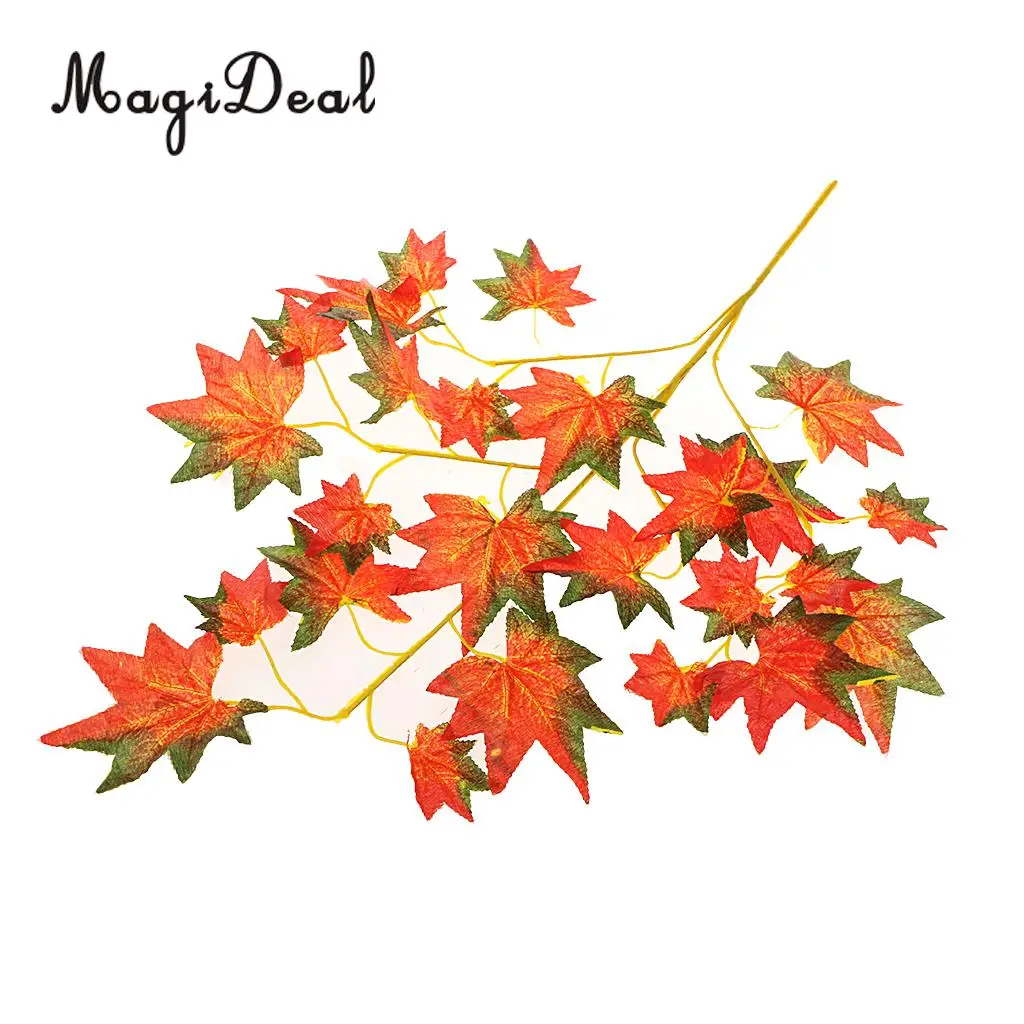 12pcs Artificial Ivy Autumn Maple Leaf Leaves Branches Plants Vine Fake Foliage Flower Home Garden Decorations