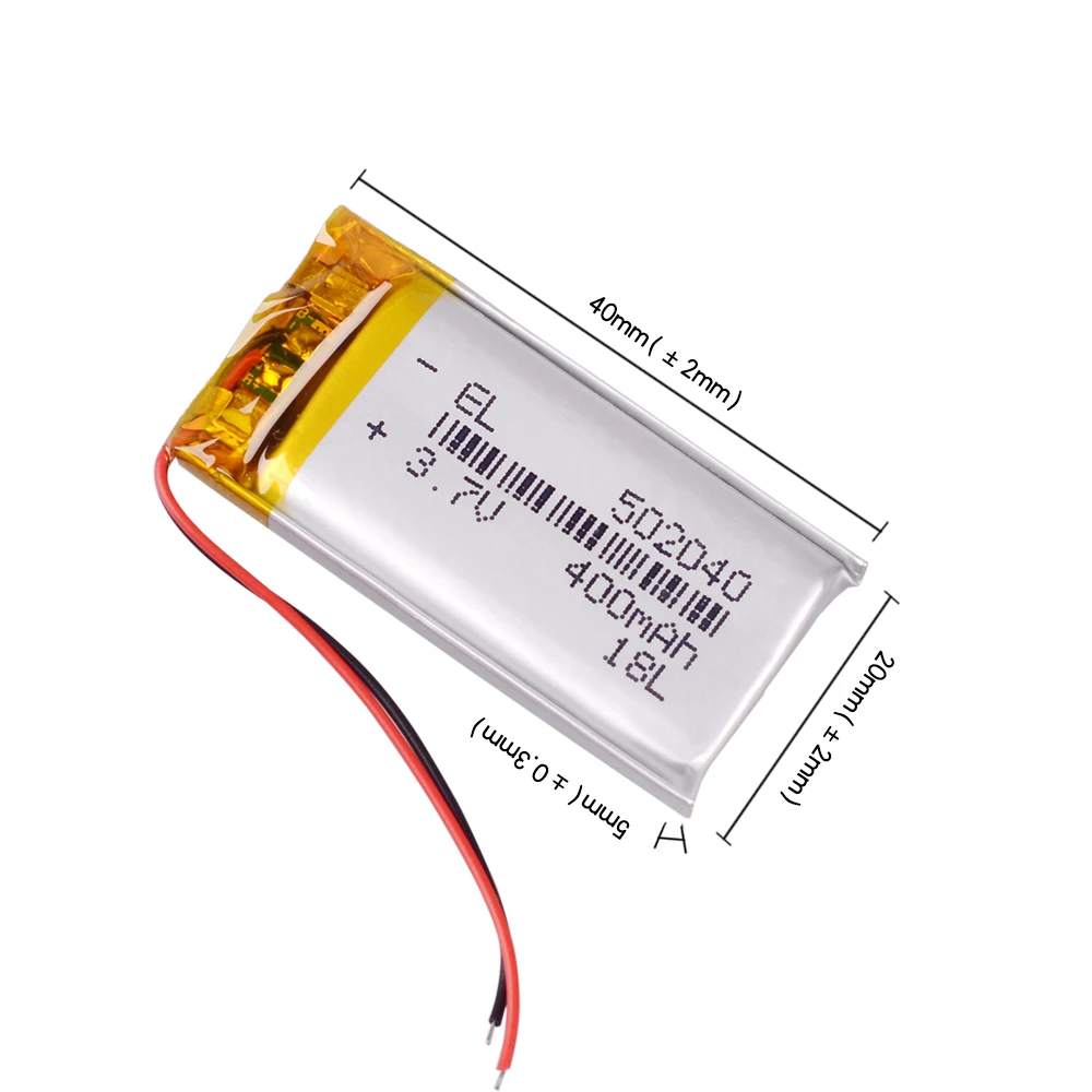 

Rechargeable 3.7 V lithium polymer batteries 502040 400 mah MP3 Player GPS E-book Electric Toy LED tonometer idle recorder