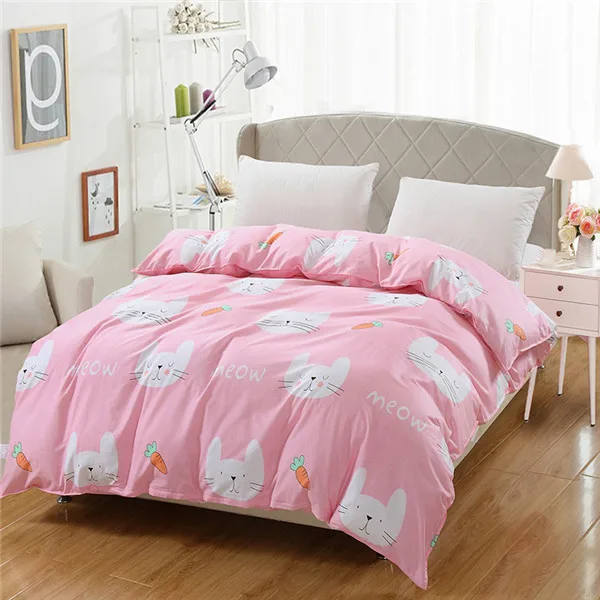 Cartoon cute Pink white rabbit animal Bedding cotton Rabbit Duvet Cover
