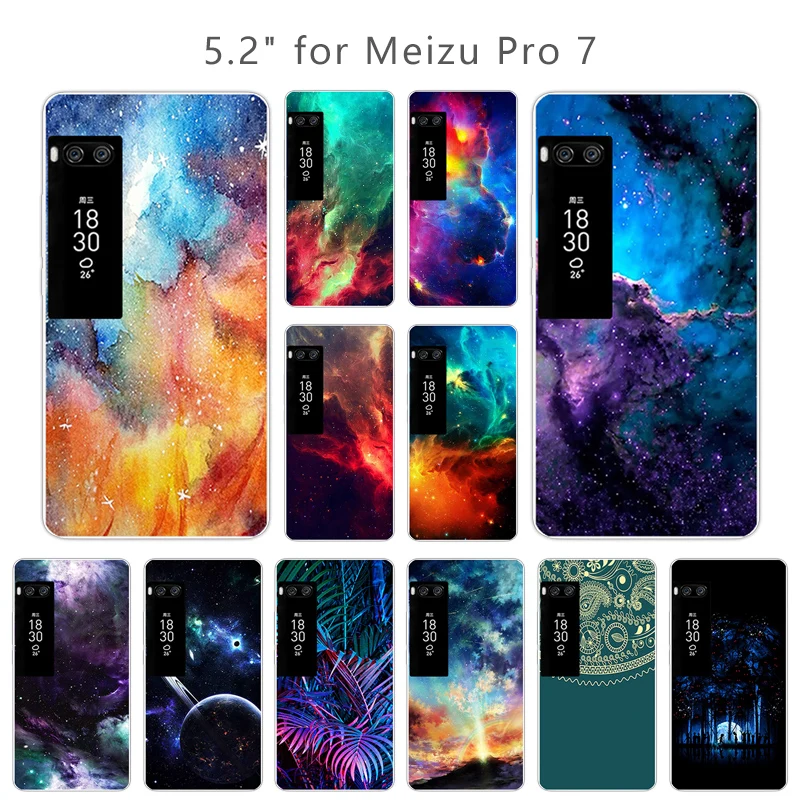 

3D For Meizu Pro 7 Nebula Phone Case Soft Silicone for Meizu Pro7 Back Cover Transparent Ultrathin TPU For Meizu Pro 7 Pro7 Capa