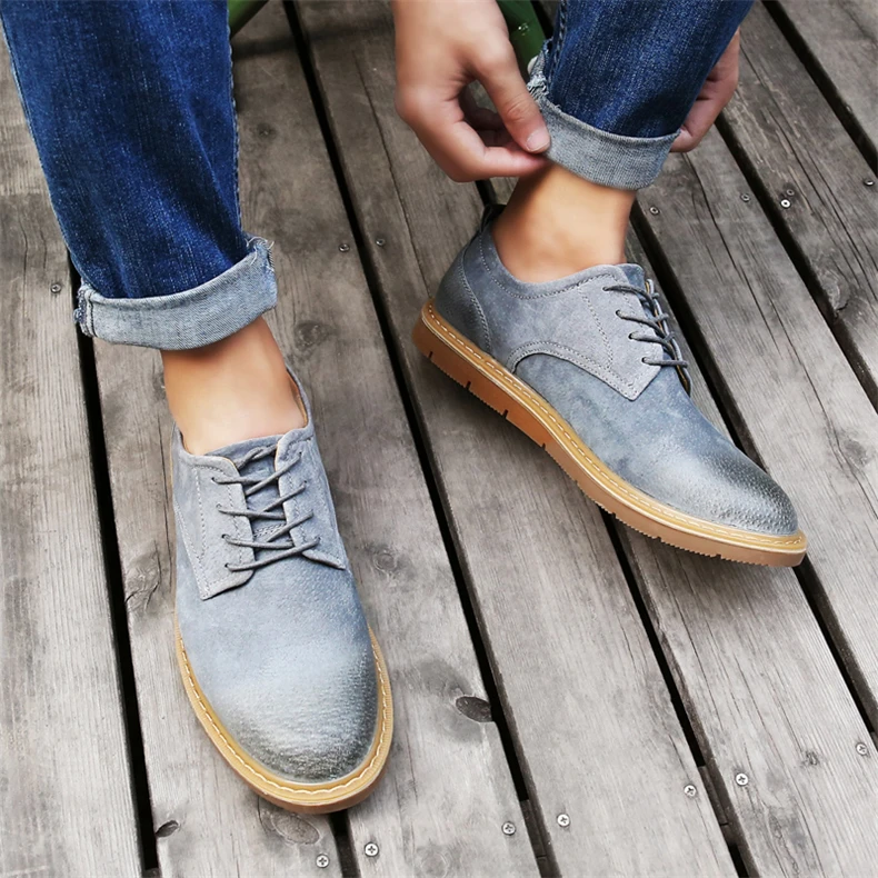 SERENE Brand New Men's Shoes Retro Leisure Leather Work Tooling Shoe Mens Lace Up Casual Shoes Male Waterproof OxFord Footwear (6)