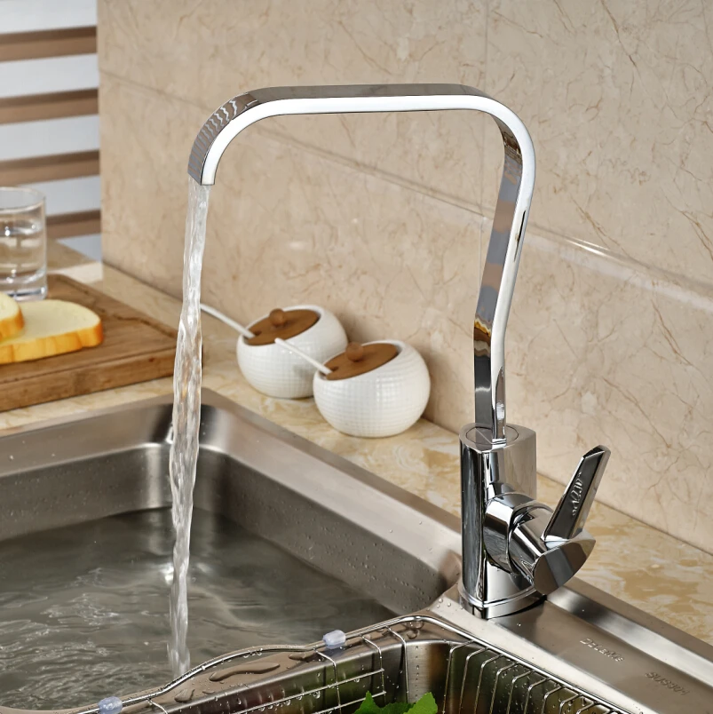 

Chrome Plated Hot/Cold Mixer Water Tap Bathroom Kitchen Faucet Deck Mount Single Handle
