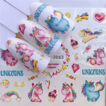 

Stickers for Nails Water Decals Unicorn Nail accessoires Slider Art design Decoration Manicure Foil Adhesive Wraps Pegatinas