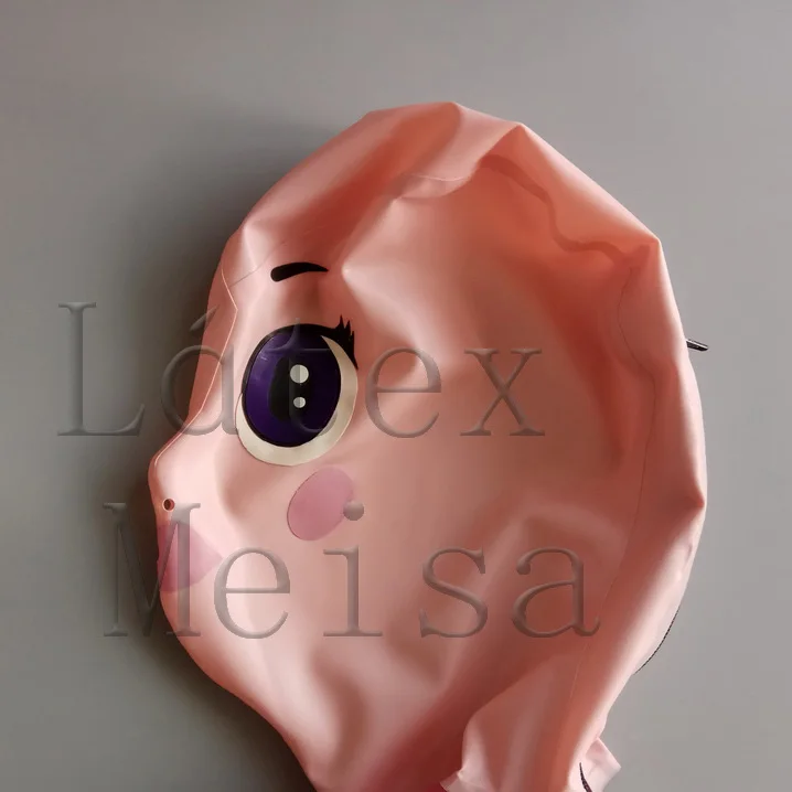 

Cartoon fetish 100% natural latex masks open nostrils with back zip for women