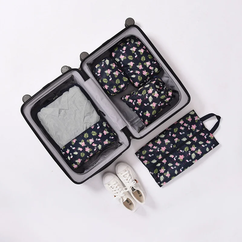 5pcs Navy flamingo Не пропустите высокое качество 5 шт./компл. путешествия трусы в форме мешочка Организатор Cube Портативный туалетные принадлежности Чемодан хранения - Цвет: 5pcs Navy flamingo