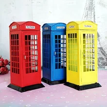 Металлическая британская английская лондонская телефонная будка, банка для монет, копилка, копилка, телефонная будка, коробка, красный, синий, желтый
