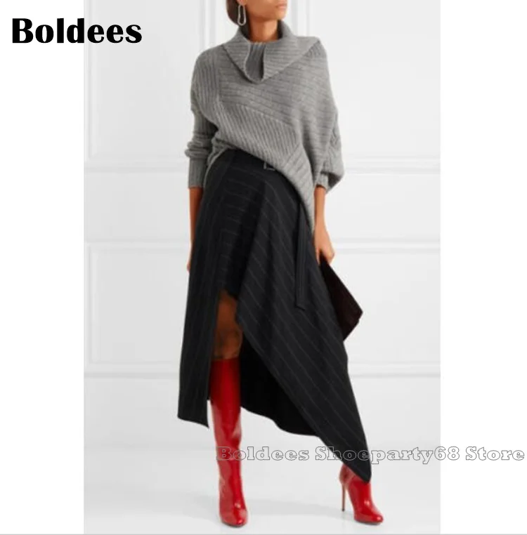 Longueur Showed Mujer Pur Mode Pointu Conception À As Bottes En D'hiver Cuir Talons Genou Rouge Spectacle Botines Hauts Color LVMUzSjqpG