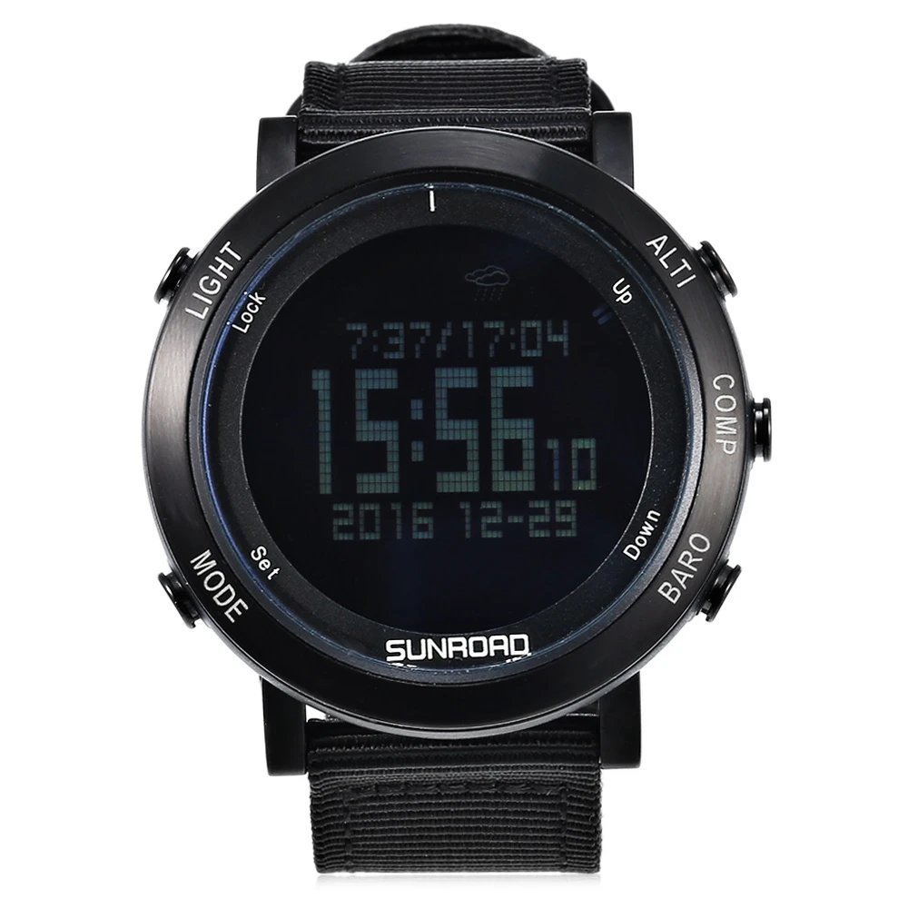 SUNROAD Открытый спортивные часы для мужчин для женщин цифровой Спорт часы EL подсветка погода Секундомер Таймер компасы наручные часы