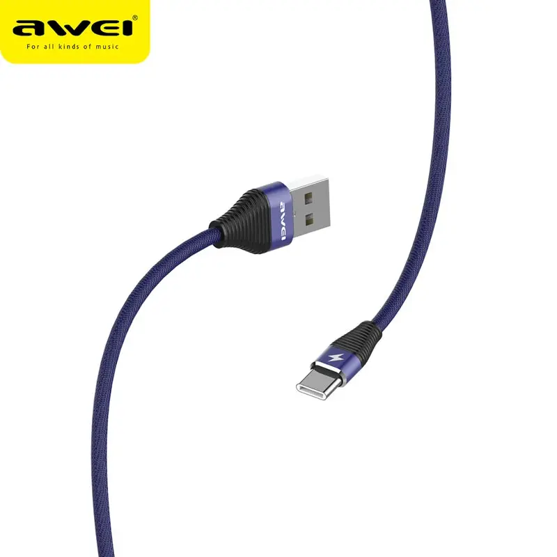 Линия передачи данных для мобильного телефона Awei 2.4A безопасная и быстрая