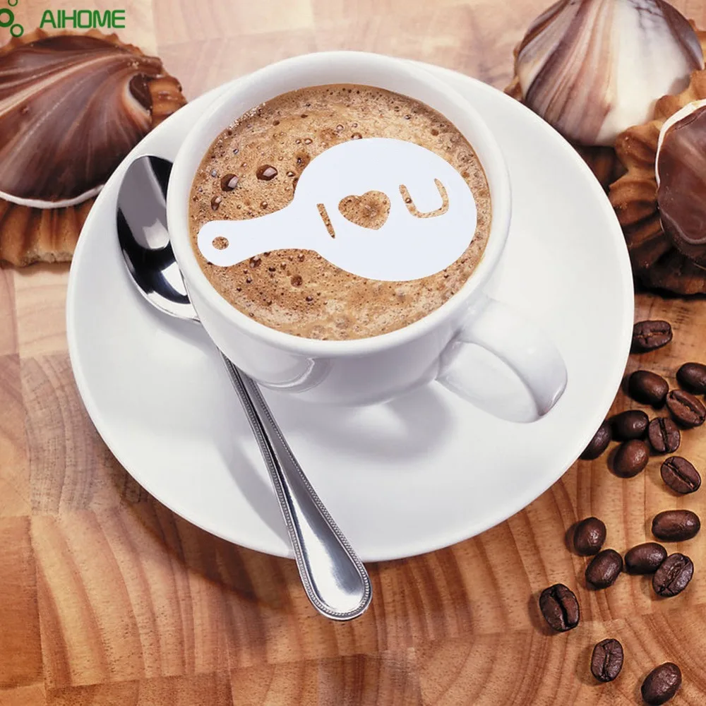 

16pcs Coffee Stencil Set Coffee Decorating Mold Cute Patterns DIY Cappuccino Mocha Latte Flowers Die Mold
