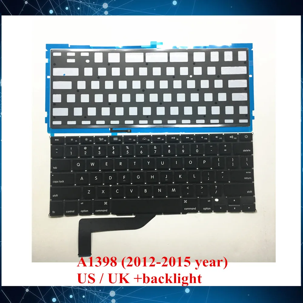 

New A1398 UK Keyboard with backlight For Macbook Pro 15" Retina A1398 Laptop keyboard UK ME664 ME665 ME293 ME294 2012-2015 year