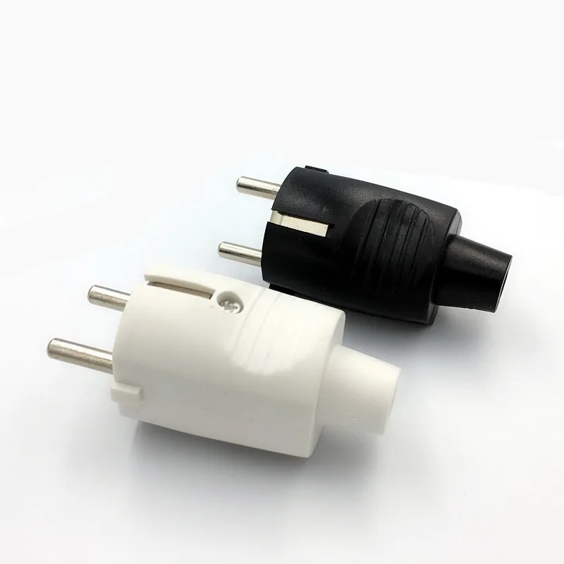 

Black white 16A 250V EU Germany universal electrical AC power adaptor socket PVC flame retardant Travel home wiring male plug