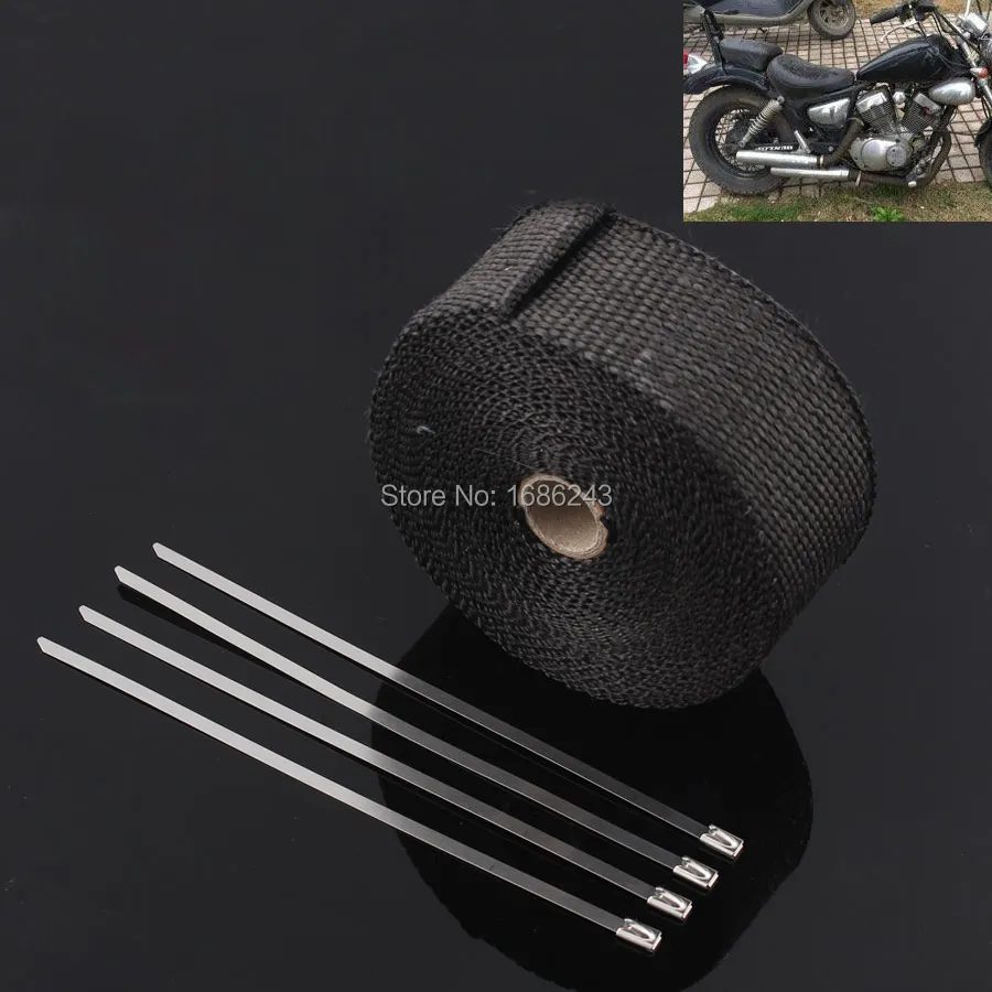 10M Black Exhaust Pipe Header Heat Wrap Resistant Downpipe / Exhaust