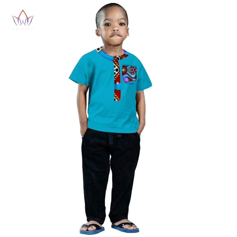 Африканский Костюмы дети Дашики традиционные хлопчатобумажная рубашка соответствующие африка печати детский топ одежда для малышей хлопок brw WYt63 - Цвет: 22