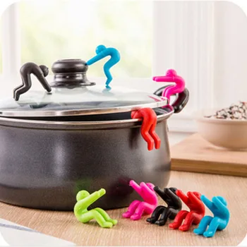 

1pc Creative Man Anti-overflow Pot Rack Silicone Multi-functional Phone Bracket Universial Home Kit Kitchen Cooking Tool Holder