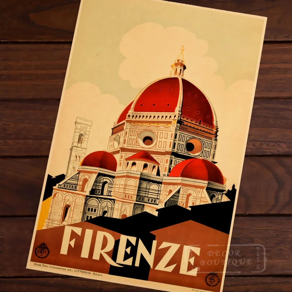 Firenze для путешествий Италия вид пейзажа Ретро стиль крафт-холст постер сделай сам