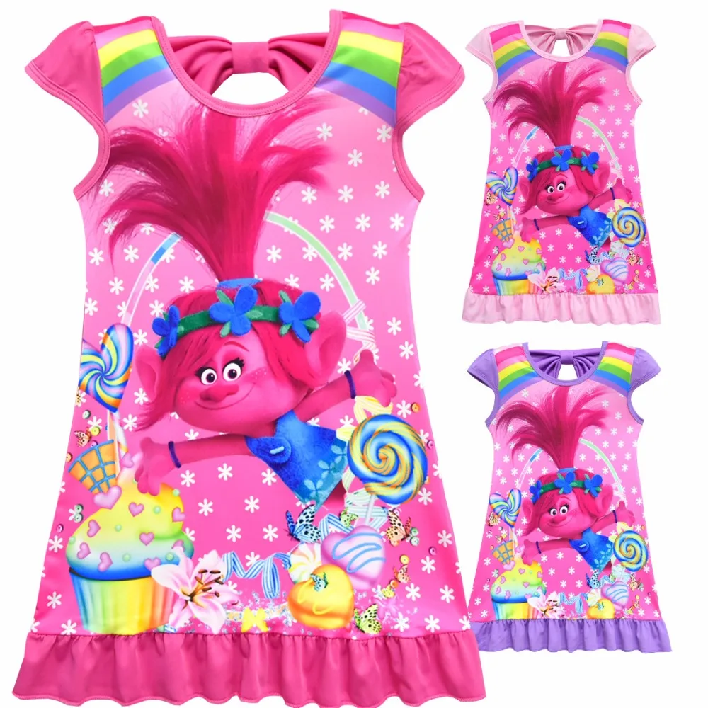 

2018 Girl Dress Trolls Kids Dresses for Girls Baby Pajamas Costume Princess Christmas Nightgown Vestidos Infantis Clothes ZT756
