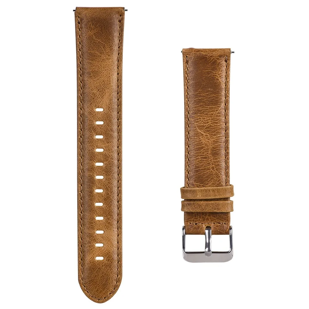 22 мм винтажный ремешок из натуральной кожи для samsung gear S3 Frontier, ремешок для часов gear S3, классический браслет с быстроразъемными контактами - Цвет ремешка: Brown
