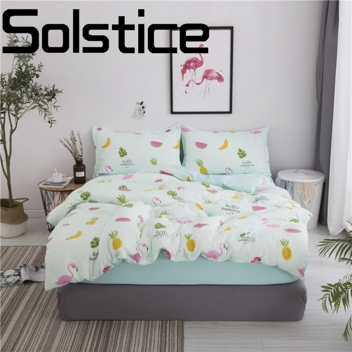 

Solstice Home Textile Comfortable washed cotton breathable active printing and dyeing bedding sheets bed linen pillowcase 3/4pcs