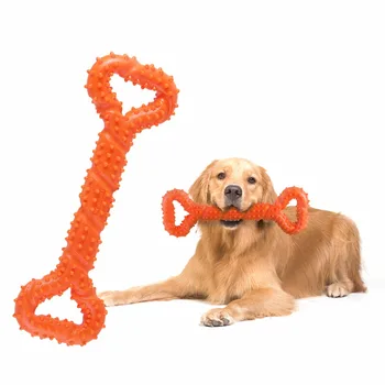 

Pet Dog Toys Rubber Rope Bone Shape Bite Chew Teeth Cleaning Toy Interactive Play Pulling Ring Loop Training TPR Supplies