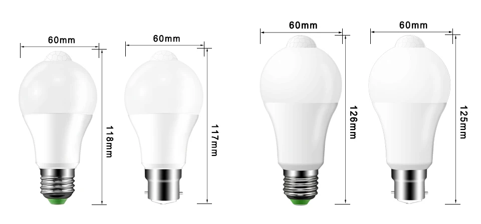 E27 B22 Лампа с датчиком движения, лампа с датчиком движения, светодиодный светильник с сумерками до рассвета, IP42, 12 Вт, 18 Вт, переменный ток, 110 В, 220 В, для ворот, коридора, умный ночной Светильник