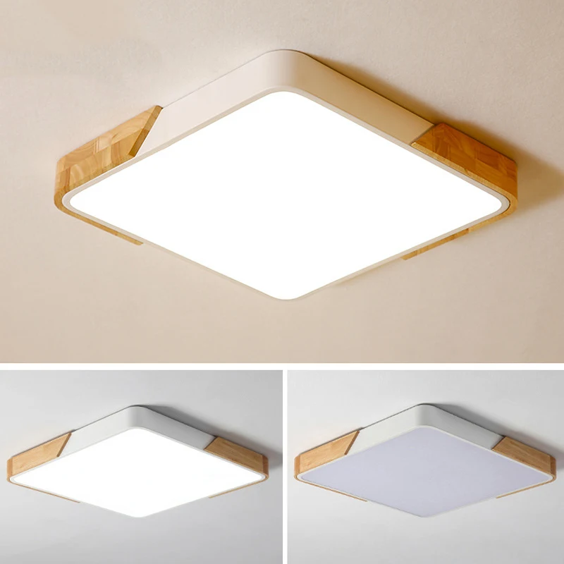  Modern Square LED Ceiling Lights Creative Solid wood Colorful Ceiling lamp for living room kids roo - 32953605473