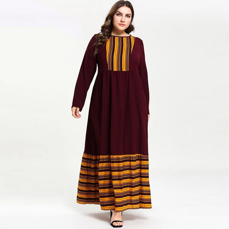 Abayas мусульманское платье Caftan Marocain пэчворк Рамадан длинный рукав кафтан женское исламское платье vestidos размера плюс M-4XL