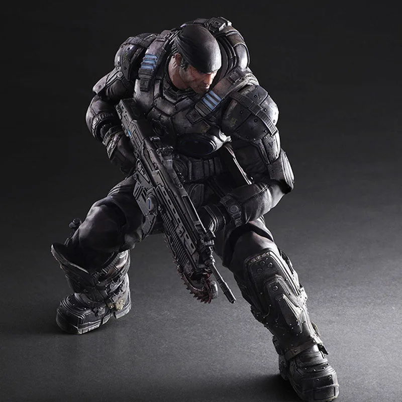 

27cm Play Arts Kai PA Marcus Fenix Game Gears of War 3 War Machine Action Figure Collection Model Toy